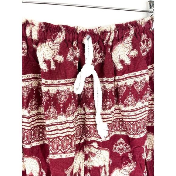 Thailand Elephant Print Red Cotton Harem Pants‎ - Picture 2 of 6